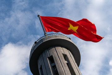Lung Cu Flagpole, a momument in the northernmost province of Vietnam - Ha Giang. The monument marks...
