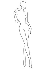 Black outline of elegant woman