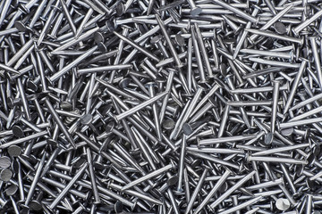metal nails macro flat lay background