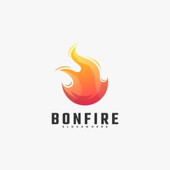 Vector Logo Illustration Bonfire Gradient Colorful Style