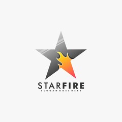 Obraz premium Vector Logo Illustration Star Fire Gradient Colorful Style