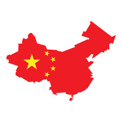 Chińska flaga. Mapa kontur. Ilustracja wektorowa. © Rzoog