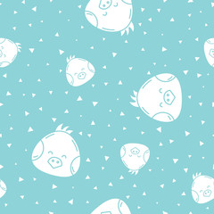 Wrapping paper - Seamless pattern of symbols chicken for vector graphic design