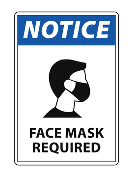 notice face mask required sign vector