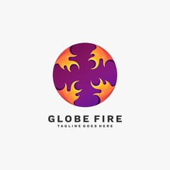 Logo Illustration Globe Fire Gradient Colorful Style