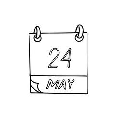 calendar hand drawn in doodle style. May 24. The European Day of Parks, date. vector element
