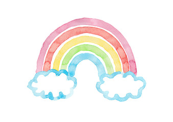 Rainbow illustration painted in watercolor