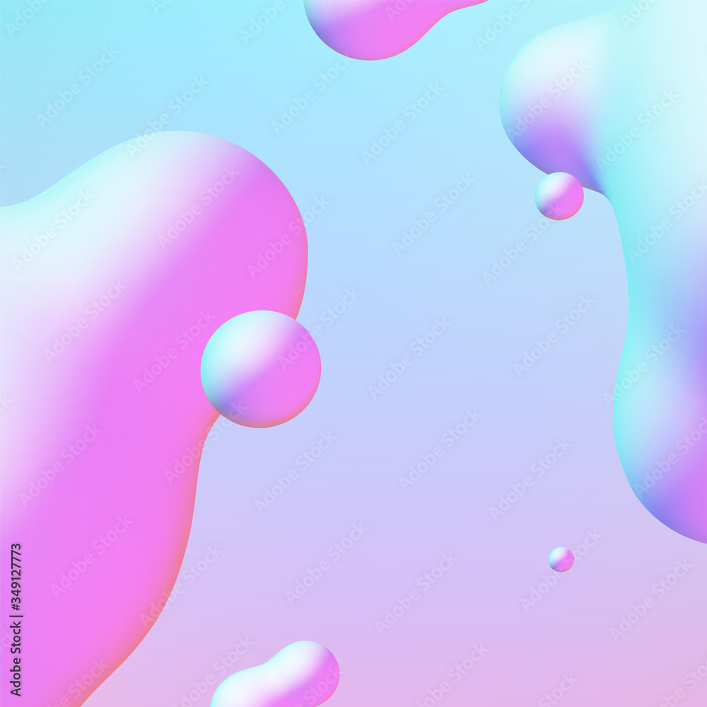 Poster Fluid design liquid blobs with vibrant intense colors abstract background