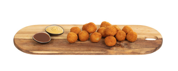 Dutch traditional snack bitterbal on a serving board