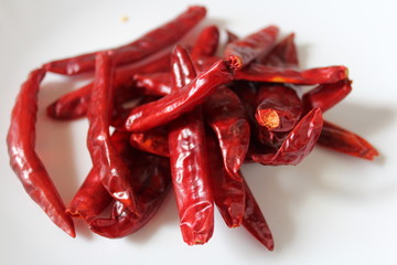 Dry chili or red chilli on isolated background.