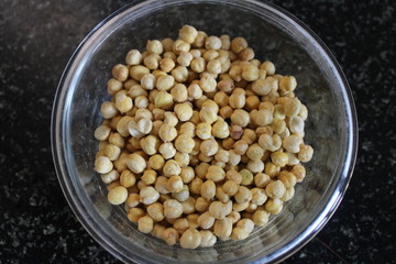 Roasted chana on a bowl.