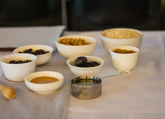 Close up of bowls with fresh vegetables