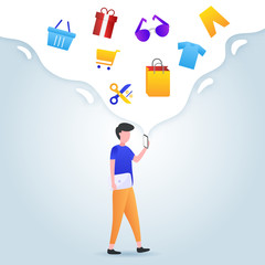 illustration of online shopping with smartphone