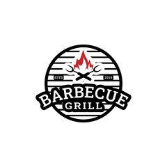 Fototapeta premium Vintage Retro Rustic BBQ Grill, Barbecue, Barbeque Label Stamp Logo design vector