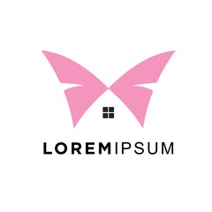 Obraz premium house and butterfly logo modern graphic