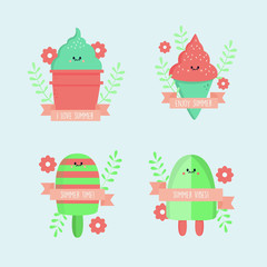 summer labels hand drawn set