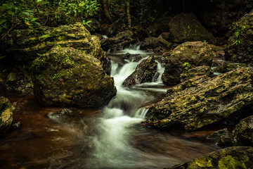 waterfall cover with green lush forest long exposure flat angle image