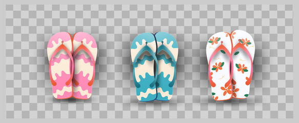 Fototapeta na wymiar flops slippers element summer element for sale promotion,element shopping,summer promo,holidays on the beach,web banner template background vector 3D style