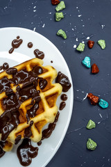 Viennese waffles and chocolate icing