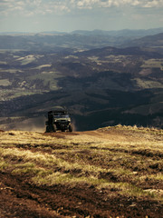 Naklejka premium Extreme journey on the peak of mountains 