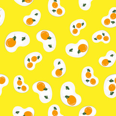 Scrambled eggs for breakfast. Seamless pattern. Design for packaging, fabric, paper