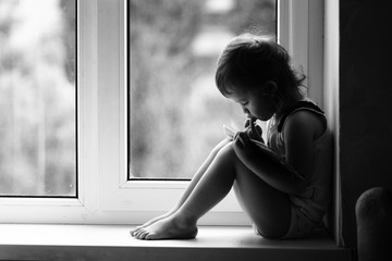 
girl, window, book, house, photo, portrait, childhood