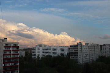 Beautiful clouds over the city. Moscow . Russia.