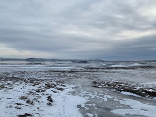 frozen lake in winter