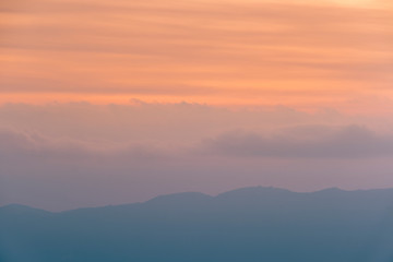 Fototapeta na wymiar The beautiful view of mountais at sunset, Rieti