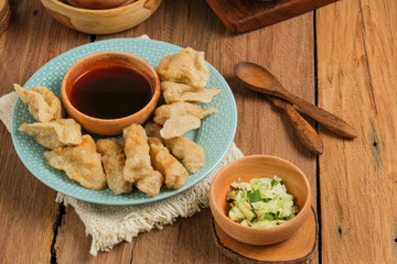 traditional food from indonesia made of fish and tapioca called pempek