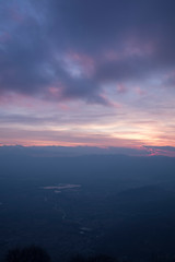 Cloudy sky over Rieti's mountains at sunset, Italy