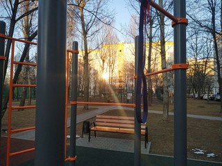 Sun setting at workout sports grounds
