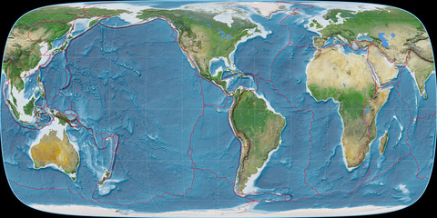 Foucaut Sinusoidal (90W), satellite A, tectonic plates