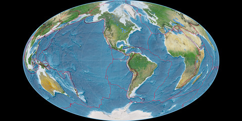Gott Equal-Area (90W), satellite A, tectonic plates