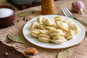 Homemade dumplings in a rustic style.