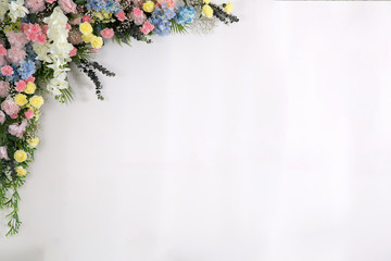 flower decoration on wedding backdrop, flower background