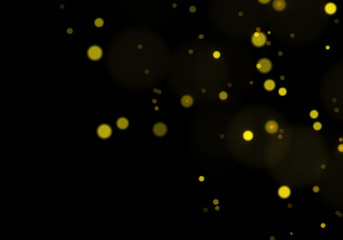 Golden bokeh, light overlay background. Sparkle effect with particles. Magic overlay dust. Glitter blur texture.