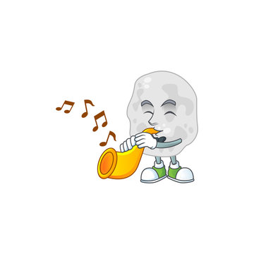 Talented musician of planctomycetes mascot design playing music with a trumpet
