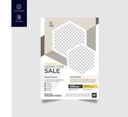 Elegant Real Estate Flyer Home for Sale for Modern Home Interior Design Editable Vector Template