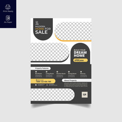 Elegant Real Estate Flyer Home for Sale for Modern Home Interior Design Editable Vector Template