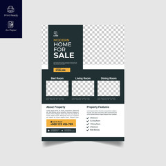 Elegant Real Estate Flyer Home for Sale for Modern Home Interior Design Editable Vector Template
