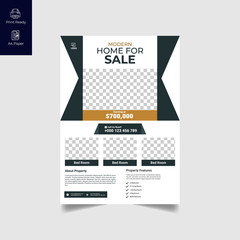 Elegant Real Estate Flyer Home for Sale for Modern Home Interior Design Editable Vector Template