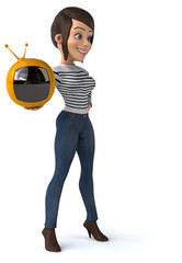 Fun 3D cartoon casual character woman