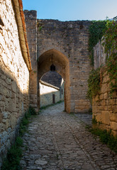 Obraz premium Typical French townscape with ancient housest and cobblestone street in the traditional town Beynac-et-Cazenac, France