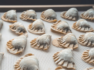 traditional italian ravioli on home pasta dryer