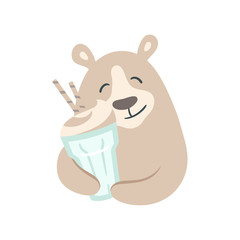 Bear with a cappuccino cup with foam
