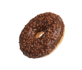 Sweet delicious glazed donut on white background