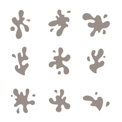 Coffee splash icon set, liquid blot, vector illustration