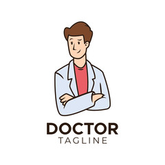 Fototapeta premium Simple minimalist doctor mascot logo design template with isolated white background.