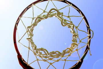Basketball goal under the blue sky